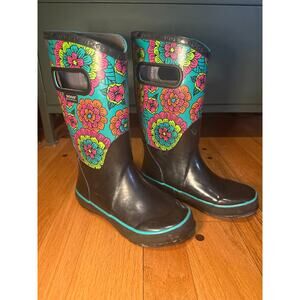 Bogs Pansies Rain Boots Youth Girls Sz 1